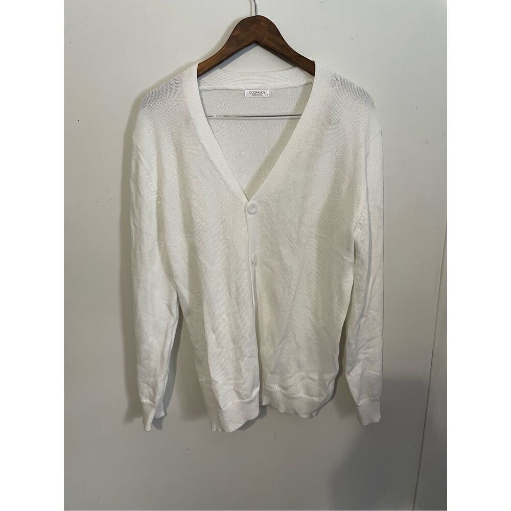 NWOT Coofandy Women’s Medium White Button Down Cardigan Sweater
